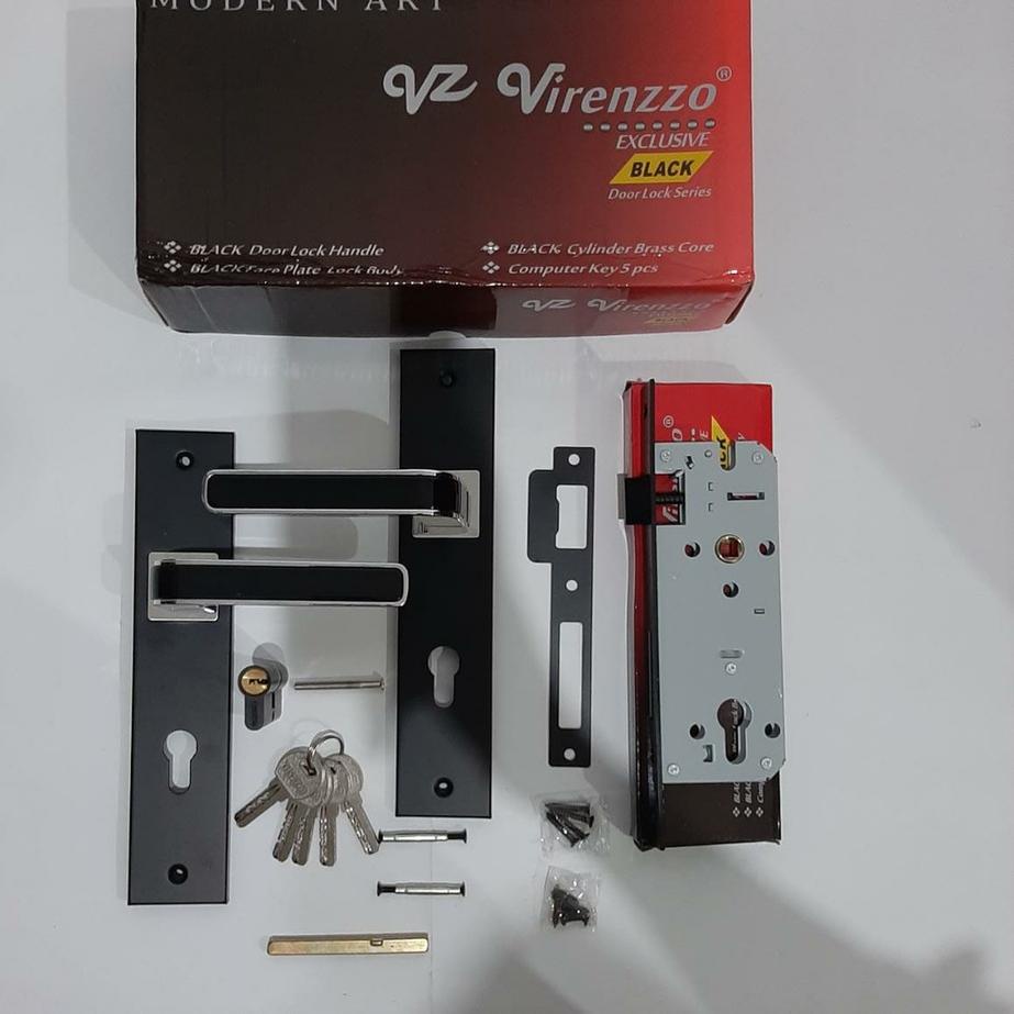 ✸ KUNCI PINTU/GAGANG PINTU/HANDLE PINTU STAINLESS HITAM VIRENZZO BLACK SERIES BESAR ✩