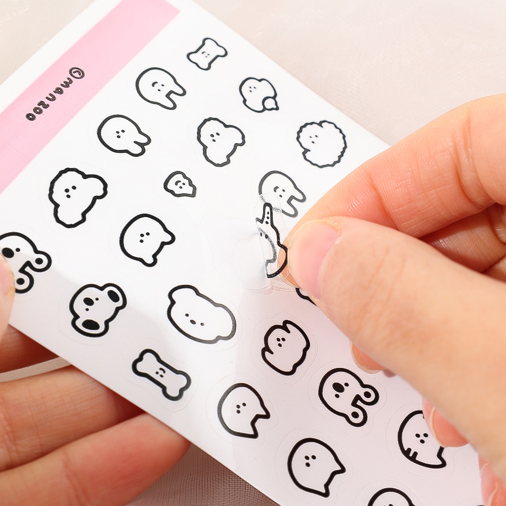 Self-adhesive Water Cup Marker Stiker Universal Dekorasi Rumah Stiker Lucu Kartun Hewan Handbook PET Stiker DIY Notebook Dekoratif Decals