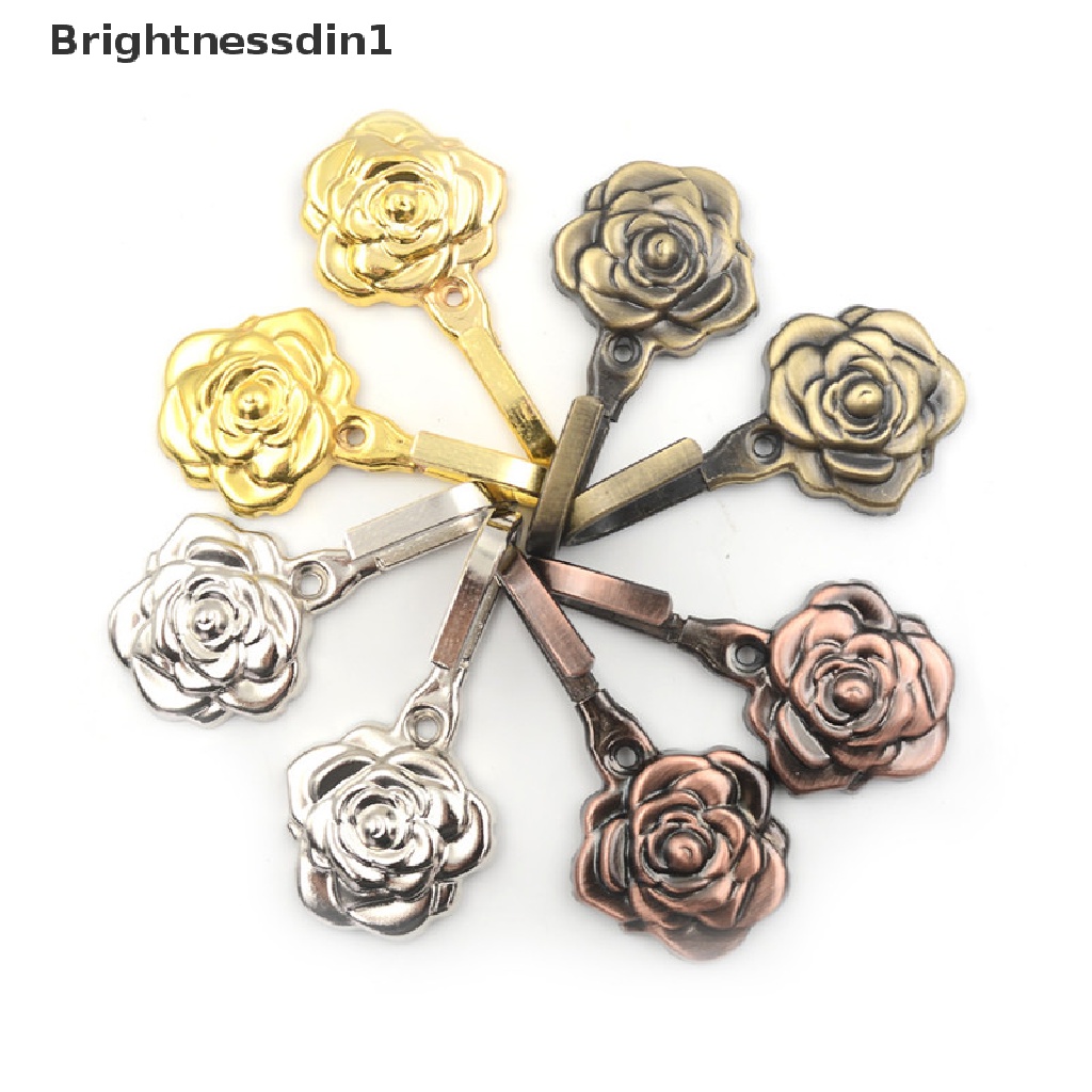 [Brightnessdin1] 2pcs/set New Rose Pattern Metal Curtain Hooks Rumah Dinding Pintu Dekoratif Kait Belakang Butik