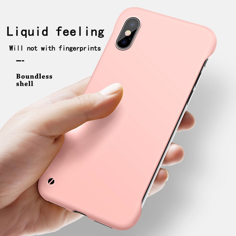 IPHONE Warna Solid borderless skin feeling ultra-Tipis Casing Ponsel Untuk Iphone14 13 12 11 Pro Max7 8 Plus X XR XS Max Mewah ultra-Tipis