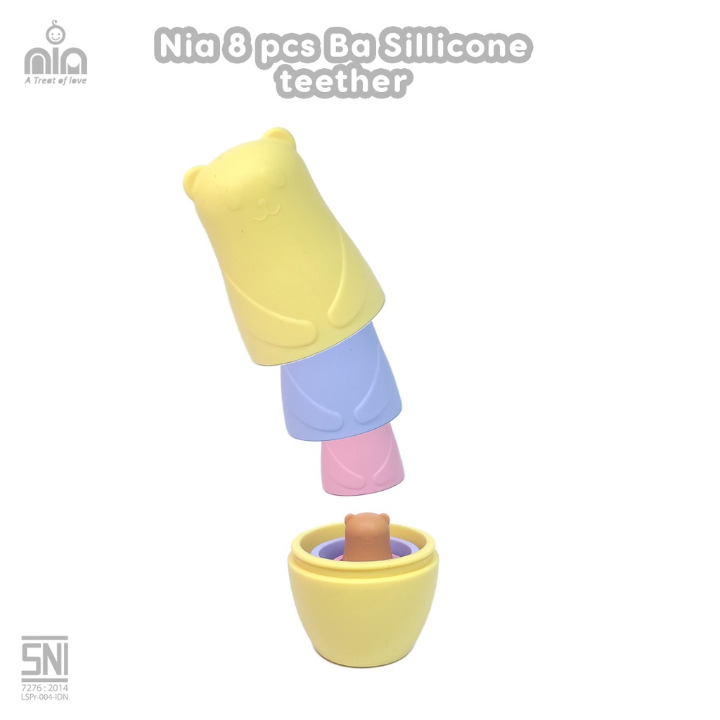NIA BABY 8IN1 SILICONE BEAR TEETHER - GIGITAN BAYI BAHAN SILIKON ISI 8 - SILICONE CHEW TOYS