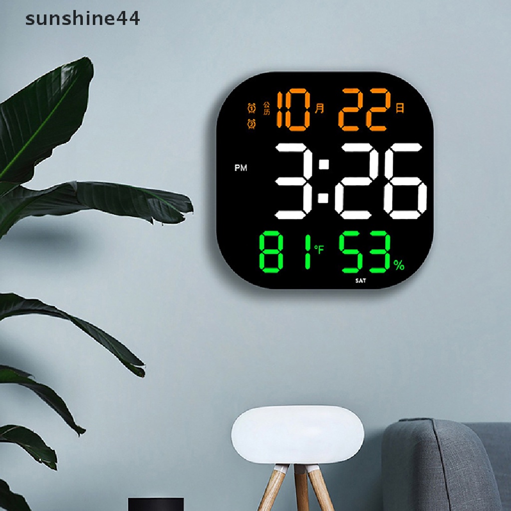 Sunshine Jam Dinding Digital LED Layar Besar Suhu Tampilan Tanggal Hari Jam Alarm Elektronik Dengan Remote Control Dekorasi Ruang Tamu ID