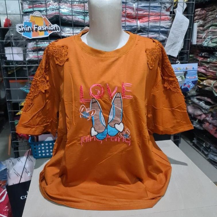 Chekout Kaos Lengan Pendek Import Jumbo XXXL Tiramisu Aplikasi Bordir