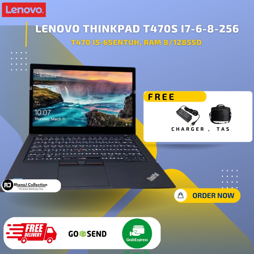 Laptop Lenovo Thinkpad T470S i7-6-8-256 Super Murah & Super Mulus - T470S I7-7, RAM 16/512SSD