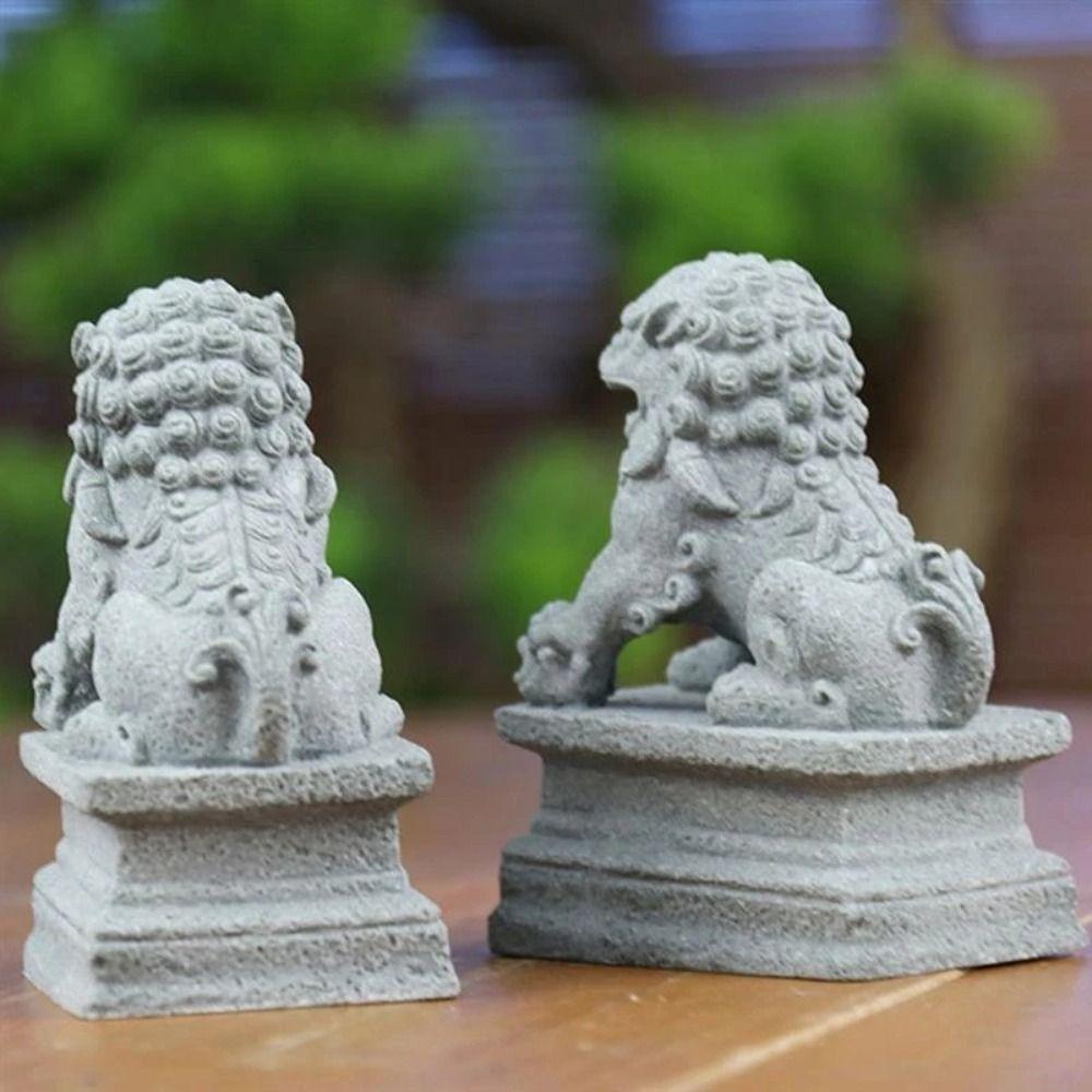 NEEDWAY Needway Lion Ornamen Aman Multi Fungsi Gaya China Micro-view Mini Kualitas Bagus Halaman Pengerjaan Halus Ornamen Mobil