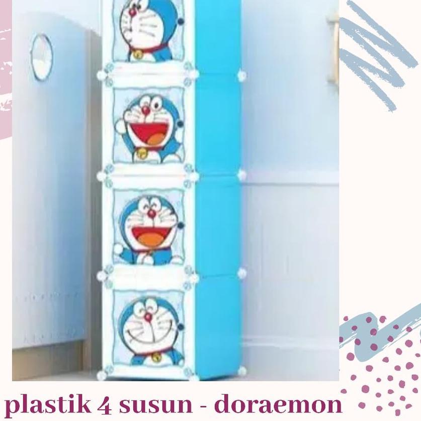 ➸ SHENAR - LEMARI PLASTIK KARAKTER - LEMARI KARAKTER DORAEMON, DLL 4 SUSUN (1x4) ✿