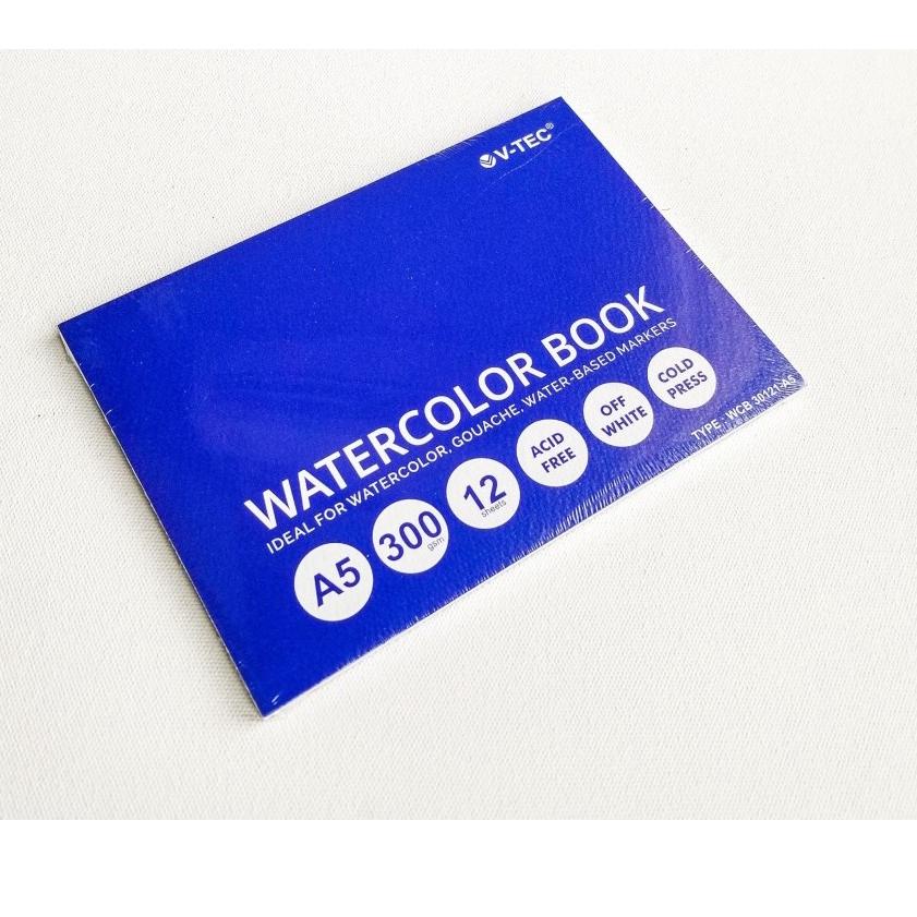 

I78 Buku Gambar Cat Air V-TEC Watercolor Sketchbook A5 12 Lembar 300 gsm STOCK TERBATAS ぷ