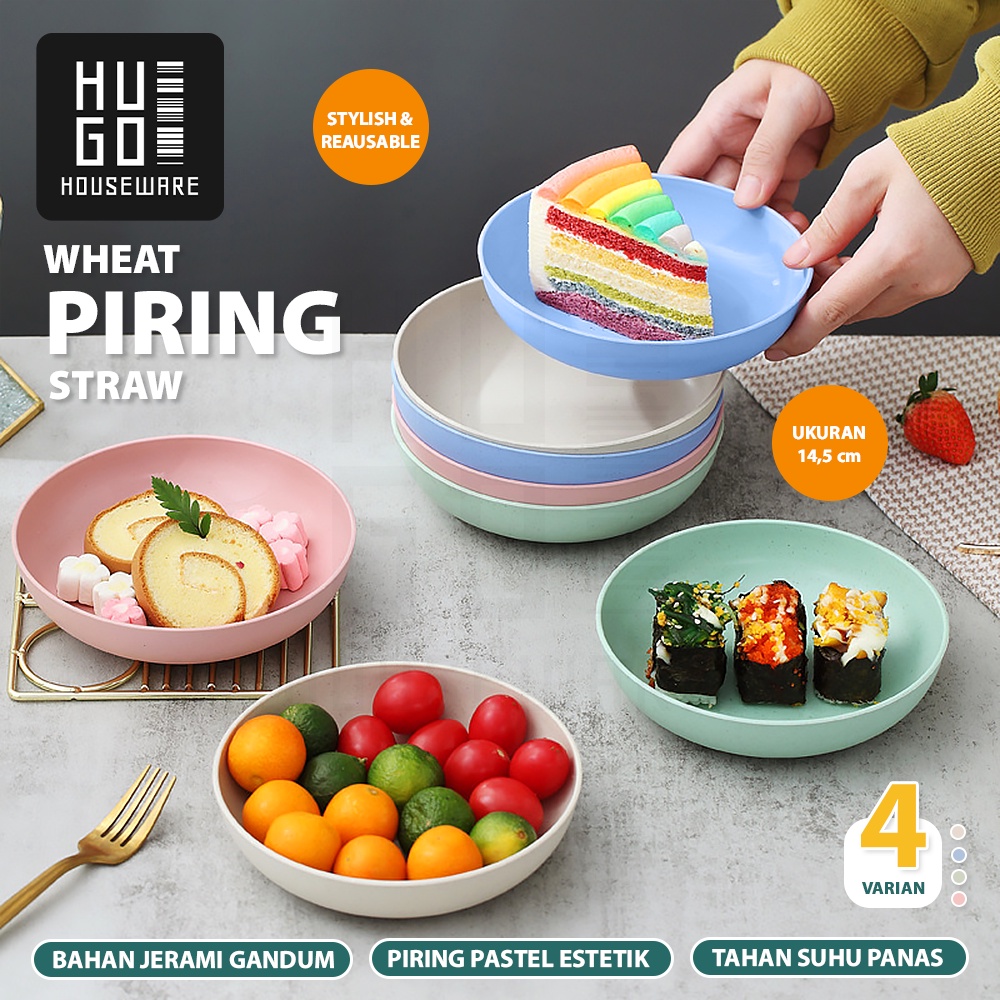 HUGO Piring Makan Saji Piring Jerami Wheat Straw Piring Plastik Tebal Tahan Panas