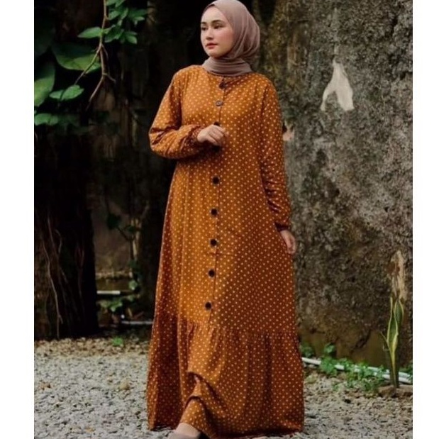 GAMIS NAURA GAMIS KEKINIAN EXSLUSIF MOTIF POLKADOT