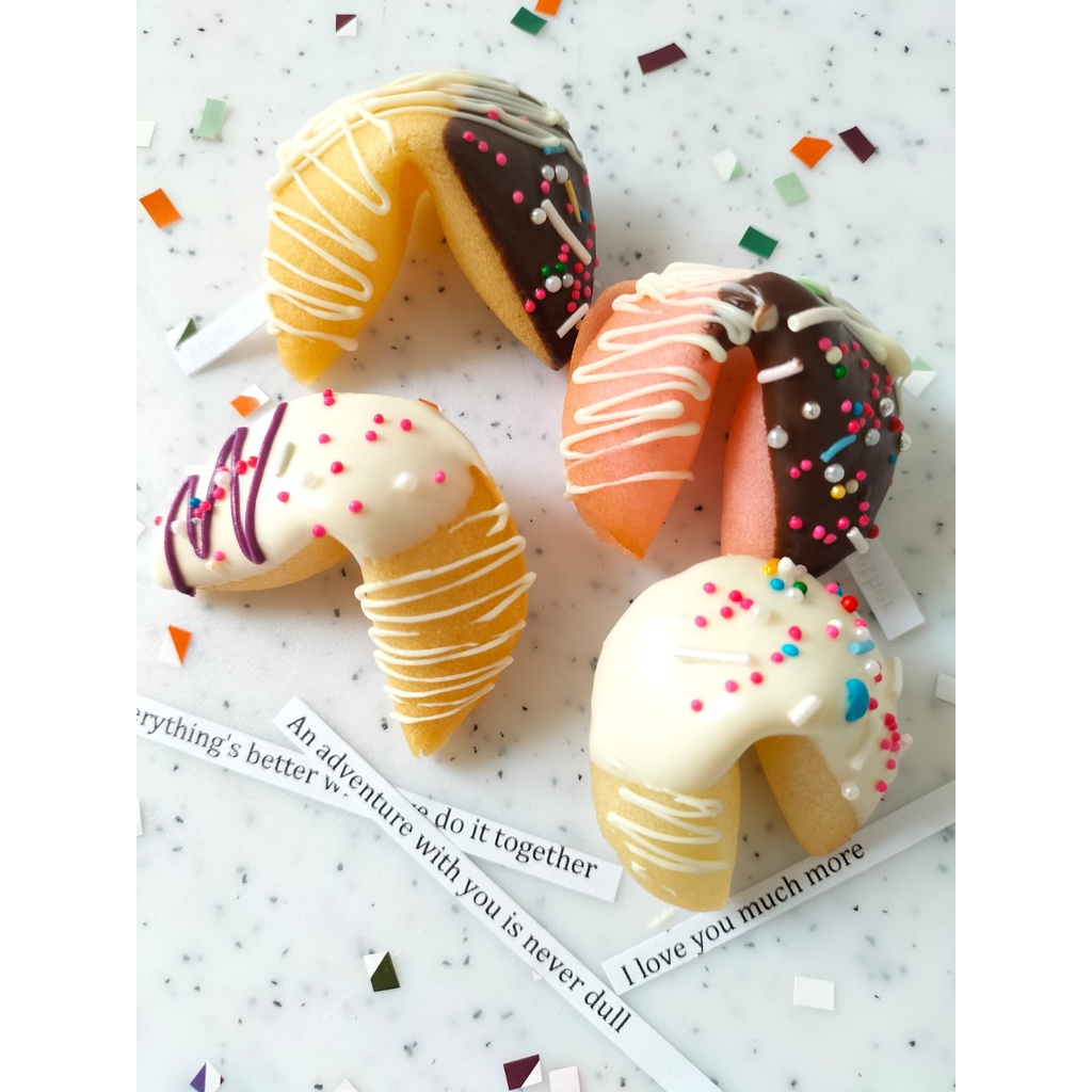 FORTUNE COOKIES COKLAT / FORTUNE COOKIES WARNA WARNI | Extra packaging Bubble warp