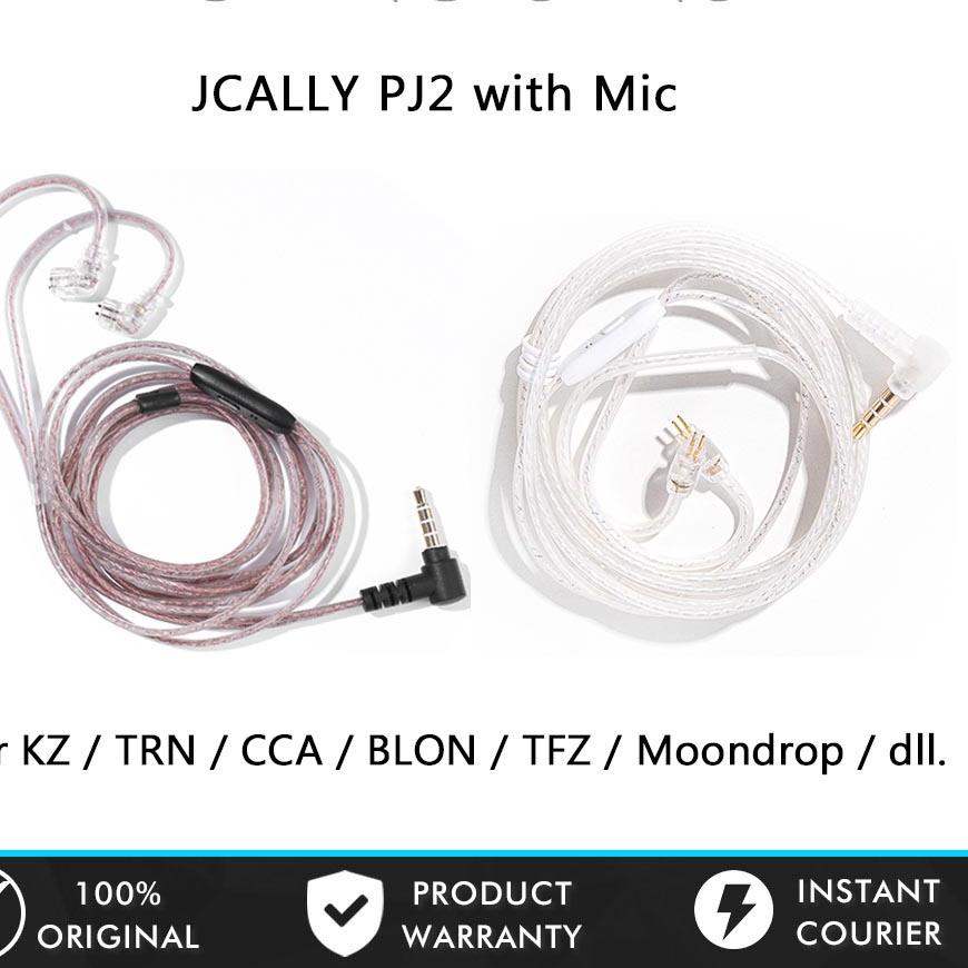 ☄ Kabel KZ Jcally PJ2 Silver Cable with Mic Kabel KZ CCA ZS3 ZS5 ZSA ZSN PRO ZST ZSX ZS10 PRO ZST PR