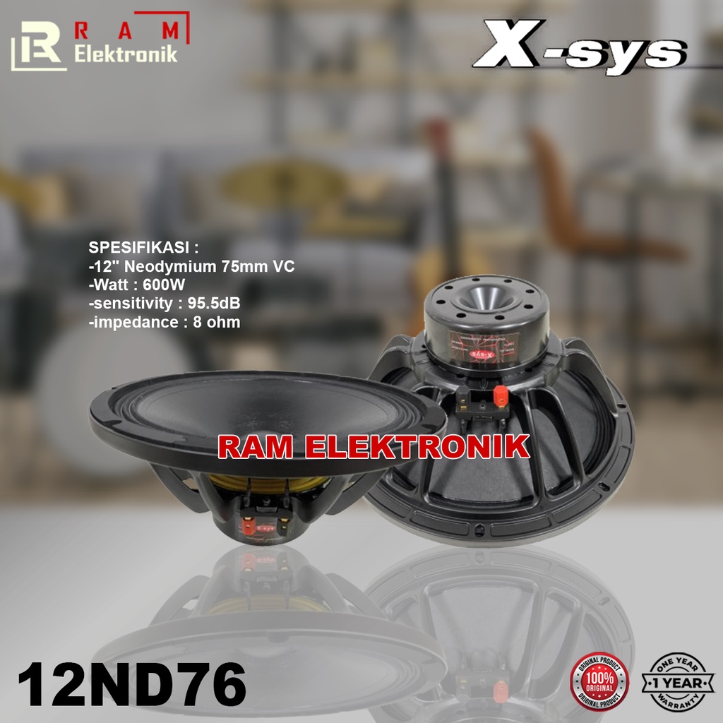 Komponen Speaker 12 Inch XSYS 12ND76 Original 600 Watt Magnet NEO