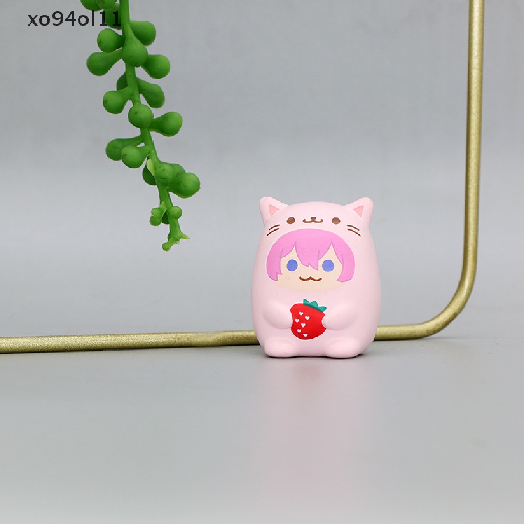 Xo 1Pc Original Game Mini Kawaii Anime Lucu Strawberry Rinu Bear PVC Figure Mainan OL