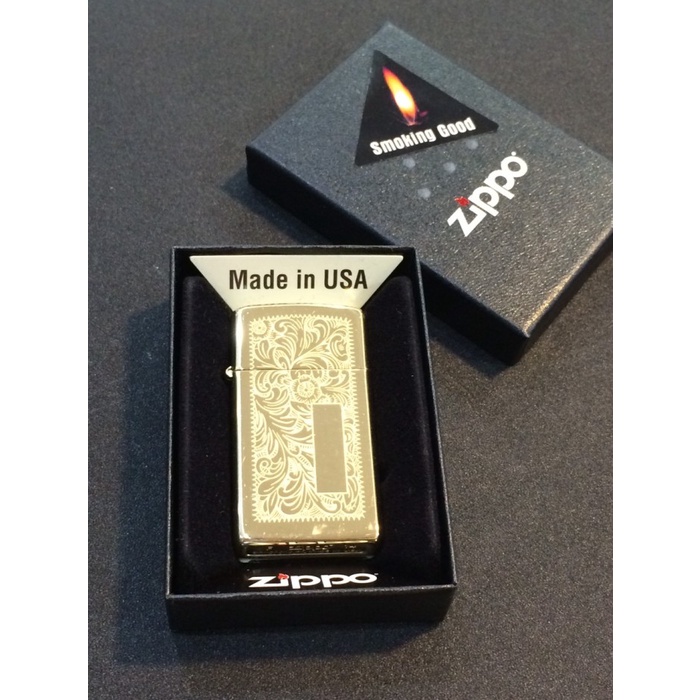 Original Zippo Slim Venetian brass 1652B Made In USA