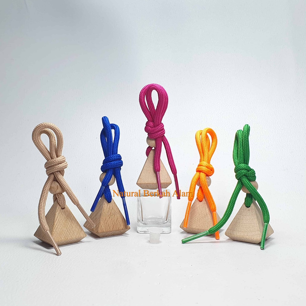 Botol Parfum Gantung 10 Ml Kotak Tutup Kayu Segitiga / Botol Kaca / Botol Kaca Parfum / Botol Parfum