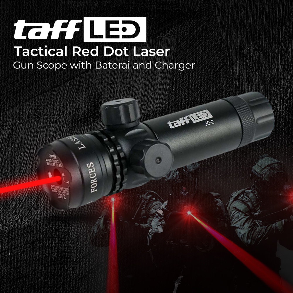 Laser Scope Senapan Angin Berburu Fullset Nyala Merah with Baterai and Charger