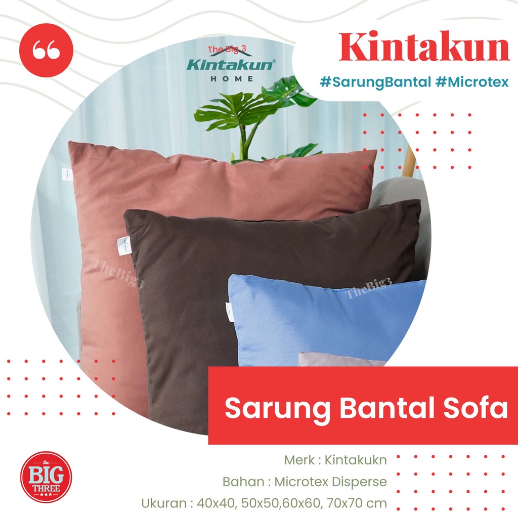 Kintakun Home Sarung Bantal Sofa 40x40 / 50x50 / 60x60 / 70x70 - Canyon Clay Dark Blue Dark Brown Pink Icing Serenity Polos TBT