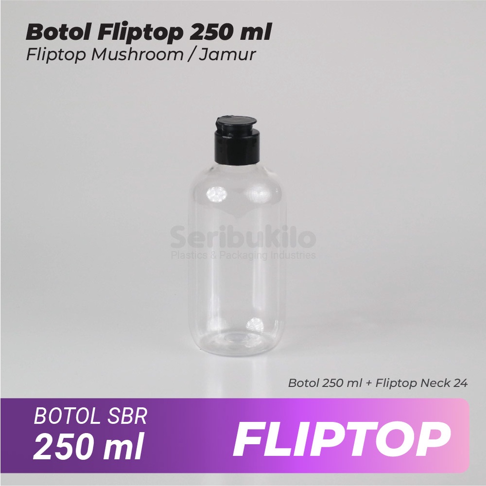 Botol Fliptop SBR 250 ml/Botol PET 250 ml Fliptop Mushroom/Jamur SBR