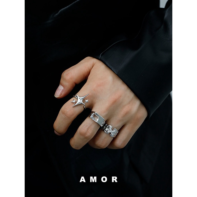 Ring set Unisex style Fashion ring Adjustable Lovers ring female Niche design Advanced sense male