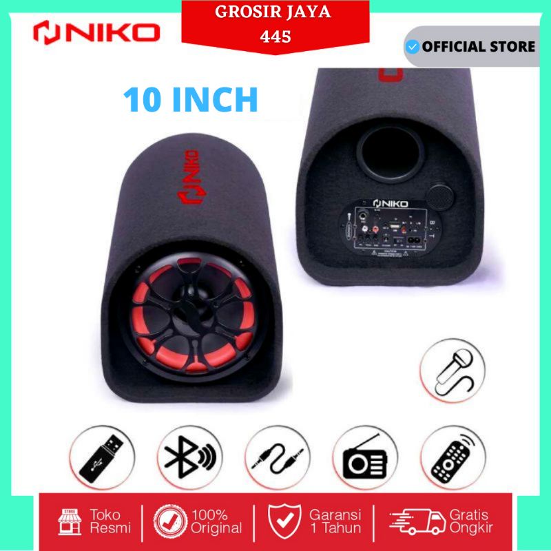 Speaker Niko GL10 Bluetooth Subwoofer Car Speaker 10 inch 100 Watt Speaker Tabung 10 inch GL 10