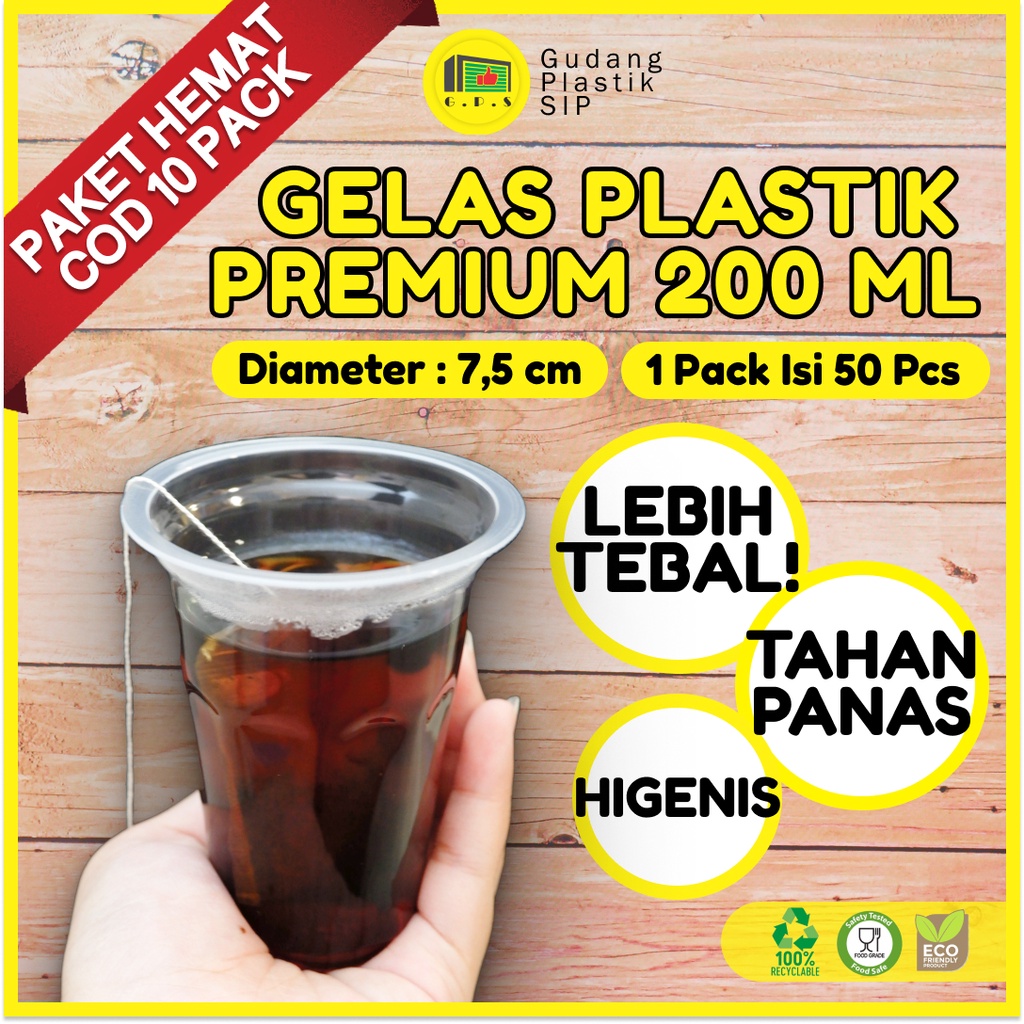 BISA COD Gelas Plastik Cup PREMIUM Aqua Kopi 200ml isi 10 pack