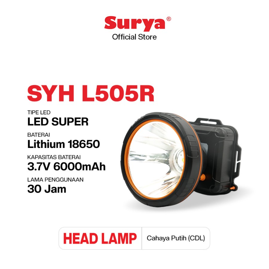 Senter Kepala Selam LED 50W SURYA SYH L505R Water Resistant KK