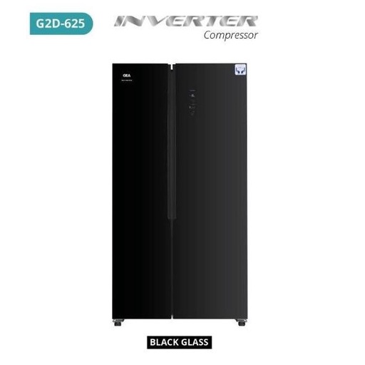 GEA Kulkas Side By Side Inverter G2D 623 Black Glass | Refrigerator