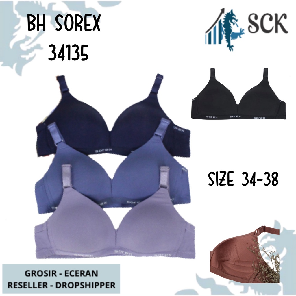 BH SOREX 34135 Tanpa Kawat Busa Polos / Pakaian Dalam - sckmenwear GROSIR