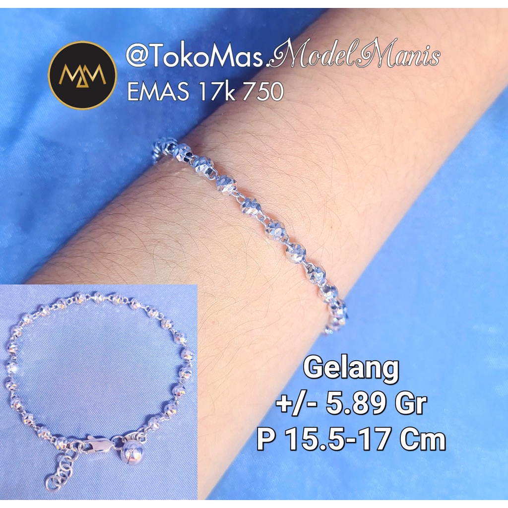 Gelang candy + extention emas putih 750 kadar 17k