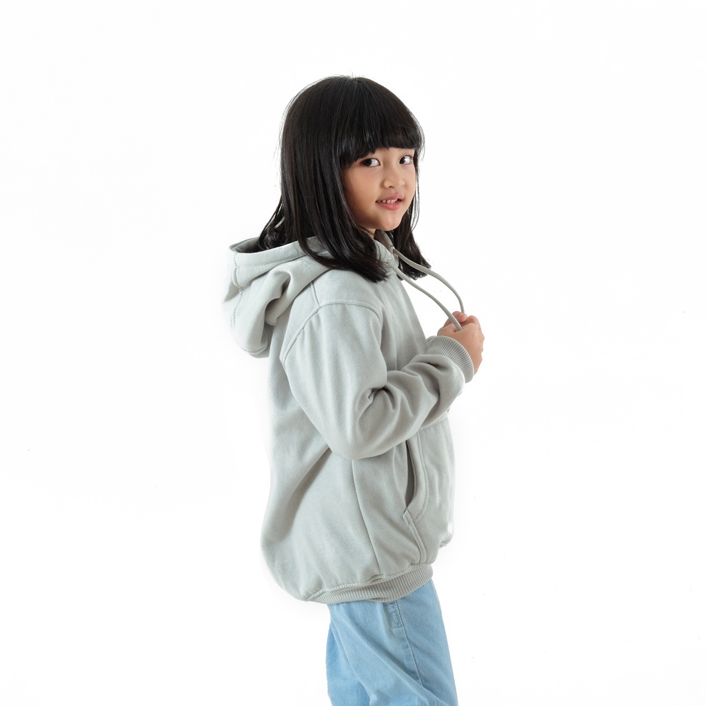 Sweater Hoodie Zippe Anak Laki-laki Perempuan Usia 4-13 Tahun Warna Mint