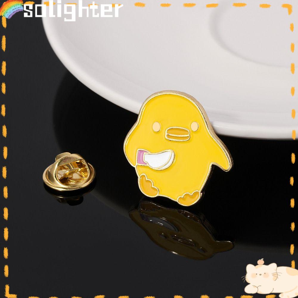 Solighter Enamel Pin Aksesoris Ransel Kreatif Lencana Logam Bebek Kuning