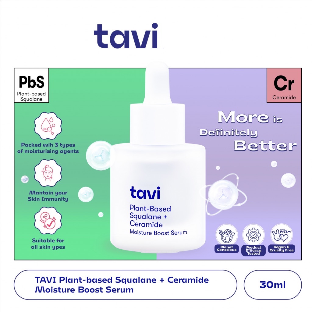 ★ BB ★ Tavi Plant-Based Squalane + Ceramide Moisture Boost Serum 30 ml - Serum pelembab harian untuk semua jenis kulit