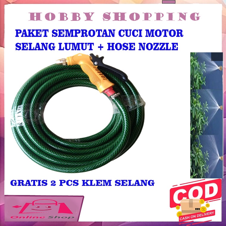 Paket Alat Semprotan Air Dengan Selang Anti Lumut Diameter 5/8 Inch Panjang 2 - 15 Meter / Selang Air Dengan Jet Spray