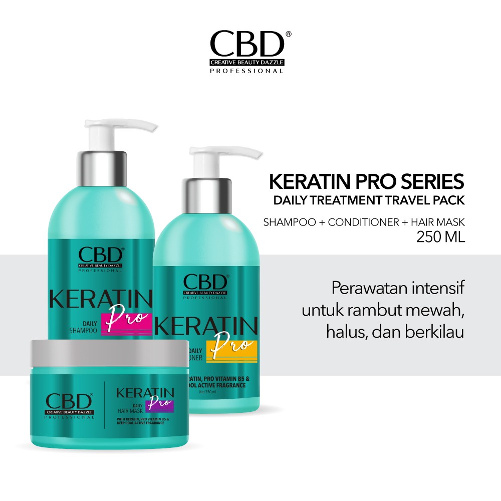 CBD Daily Keratin Pro Shampoo + Conditioner + Hair Mask 250ML - Paket 3in1 CBD Keratin Pro