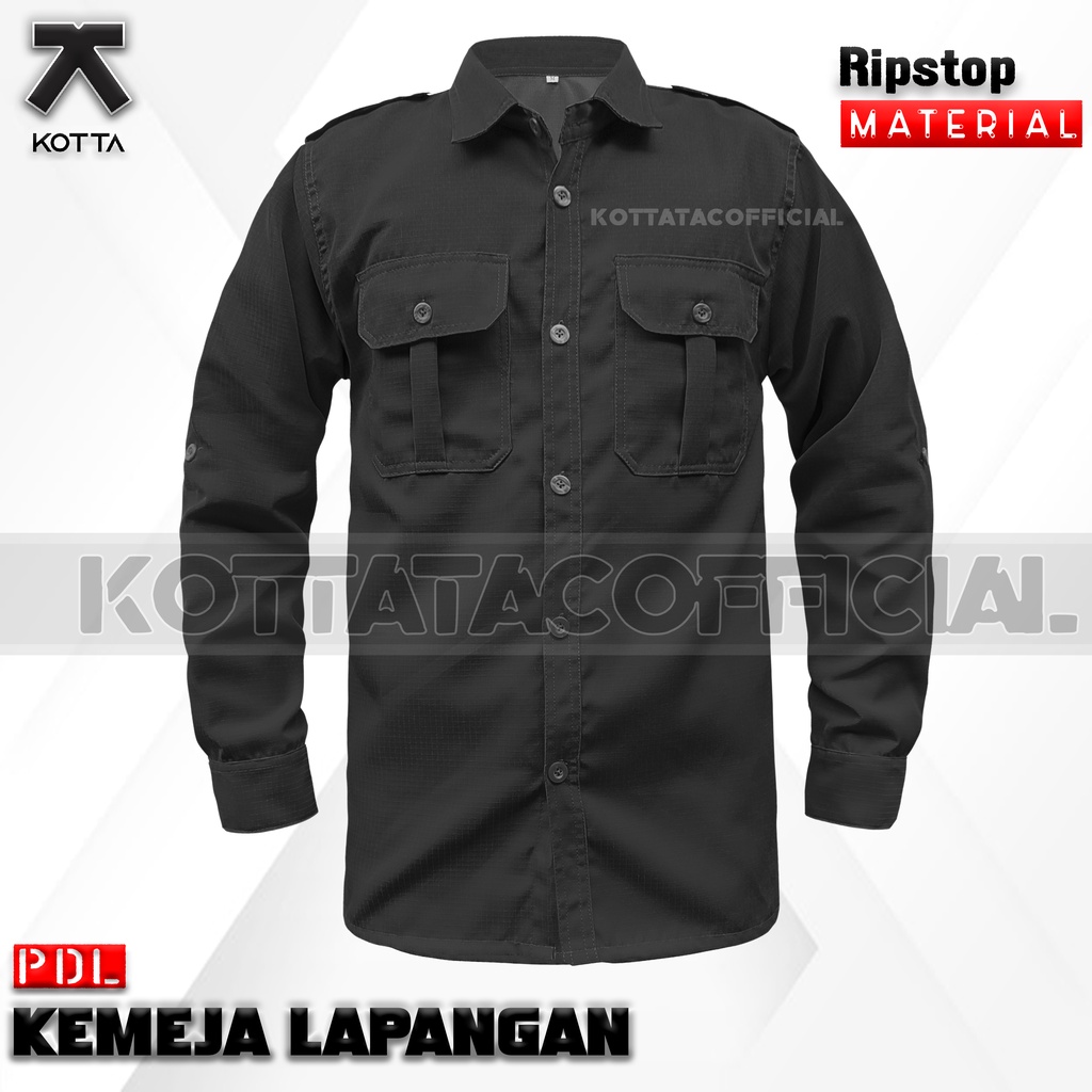 KEMEJA PDL HITAM - KEMEJA LAPANGAN HITAM - KEMEJA OUTDOOR HITAM