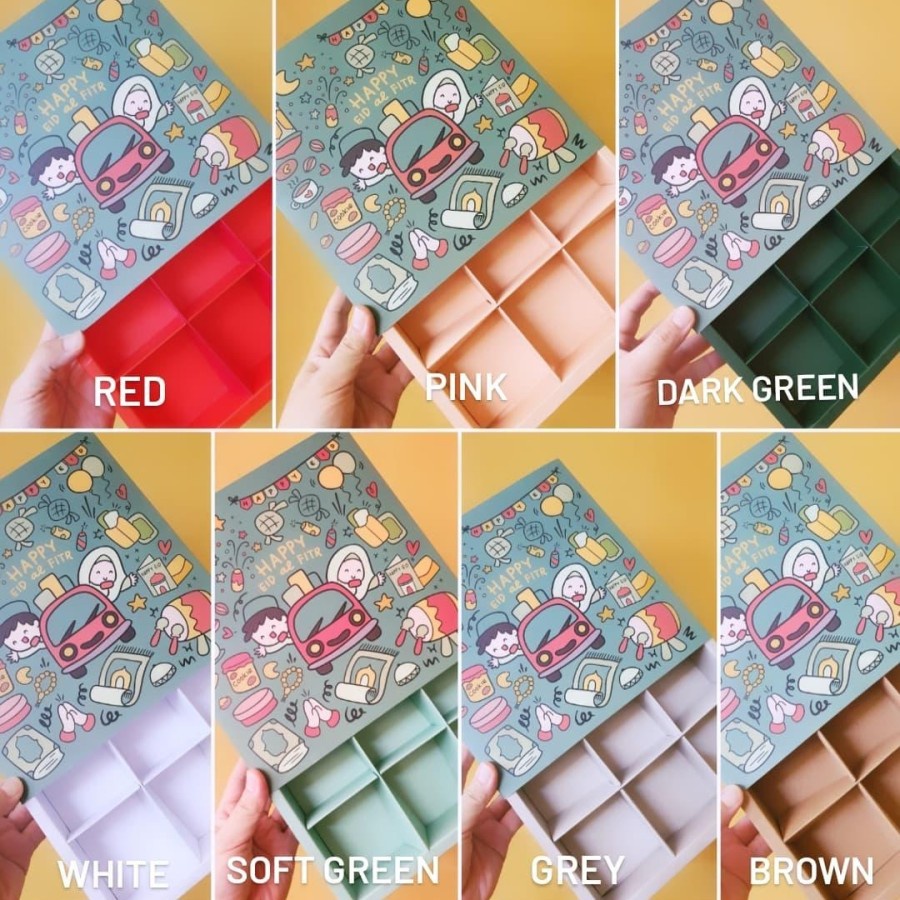 

(5 pcs) box eggtart packaging sekat 9 edisi eid mubarak kardus fruit pie lebaran ukuran 24 x 24 x 4.5 cm