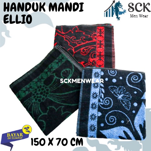 Handuk ELLIO  Anti Kotor Aneka Warna Ukuran 150x75 cm Tebal Halus JUMBO / Perlengkapan Mandi - sckmenwear GROSIR