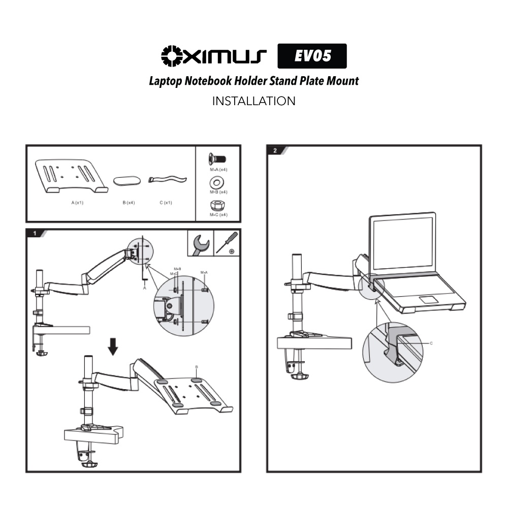 Bracket Laptop Notebook Holder Stand Plate Mount Oximus EV05