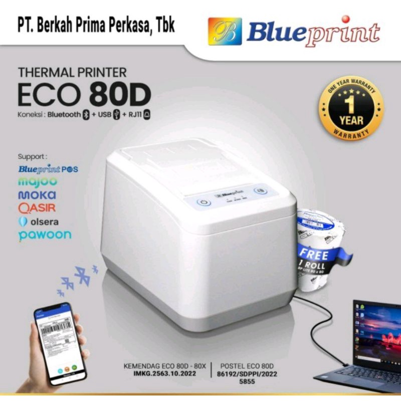 Printer Thermal Dekstop 80mm Blueprint Eco80D USB + Bluetooth