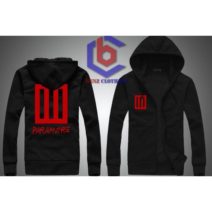 Jaket Hoodie Sweater Paramore Outerwear Pria Wanita Zipper Resleting Depan Polos Sablon Polyflek Kor