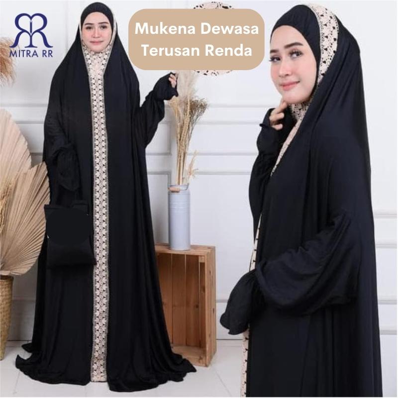 Mukena Dewasa Terusan Renda / Mukena Dubai Lace Pakai Lengan / Mukena Crinkle Traveling 2023