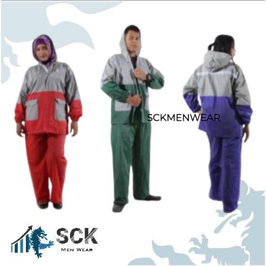 Jas Hujan PLEVIA 711 Dewasa Pria Wanita Kombinasi / Setelan Mantol Baju Celana Tebal - sckmenwear GROSIR