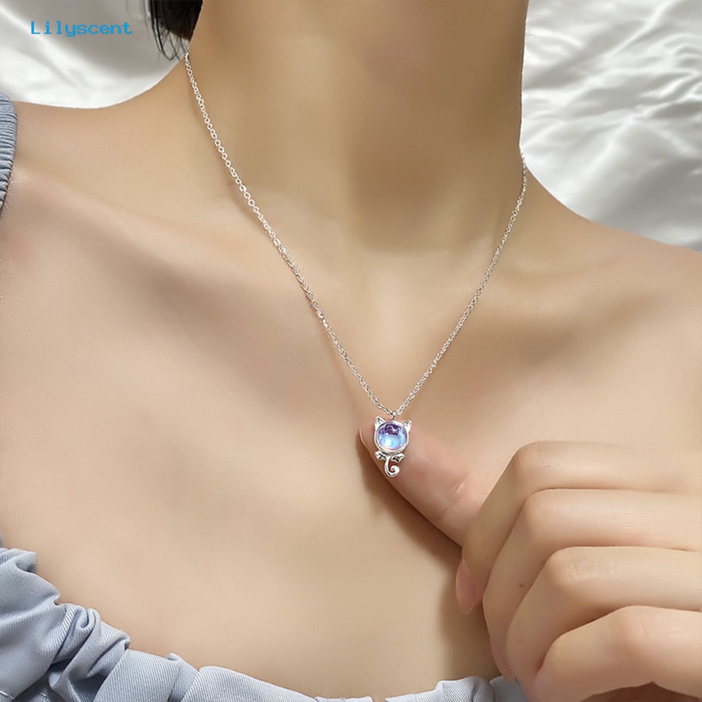 [LS] Rantai Klavikula Batu Bulan Mengkilap Elegan Gaya Korea Rantai Yang Dapat Disesuaikan Sehari Hari Memakai Kasual Indah Choker Kalung Untuk Hadiah