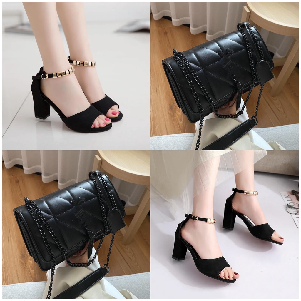 larisbags paket sandal heels lebaran dan tas wanita ysle