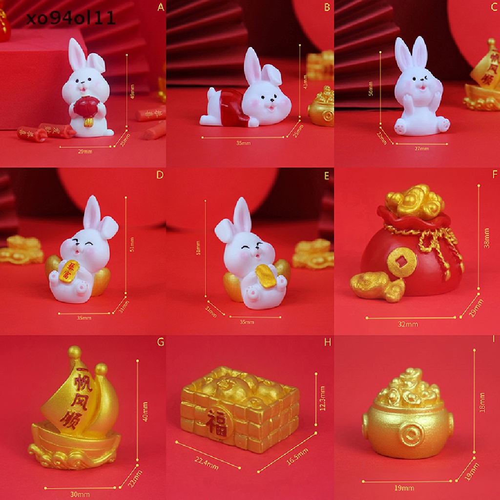 Xo 1Pc Lucu Tahun Kelinci Maskot Lucky Rabbit Micro Landscape Resin Kerajinan OL