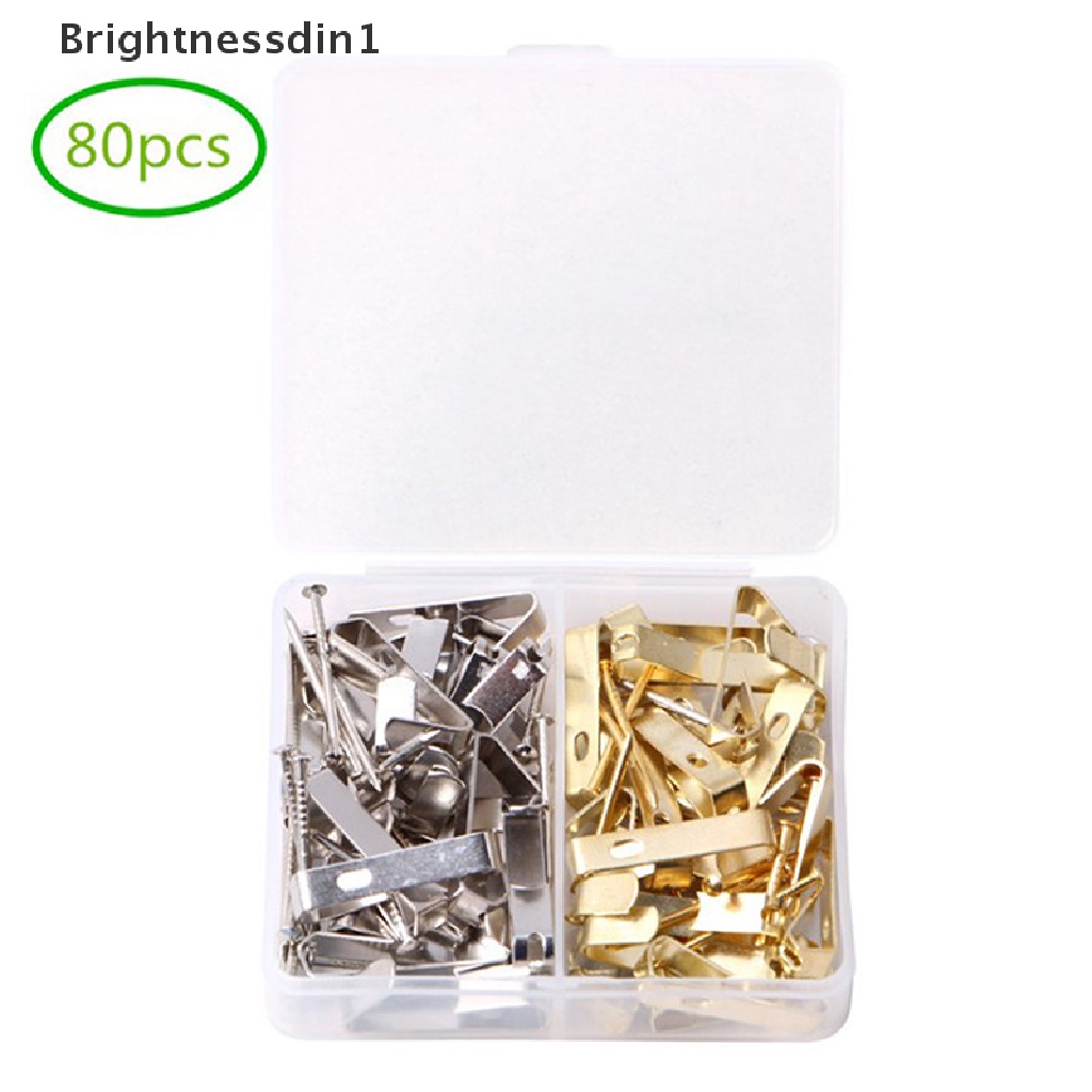 [Brightnessdin1] 80pcs Baja Logam Gambar Foto Paing Minyak Bingkai Kayu Keras Kait Dinding Solid Han Butik