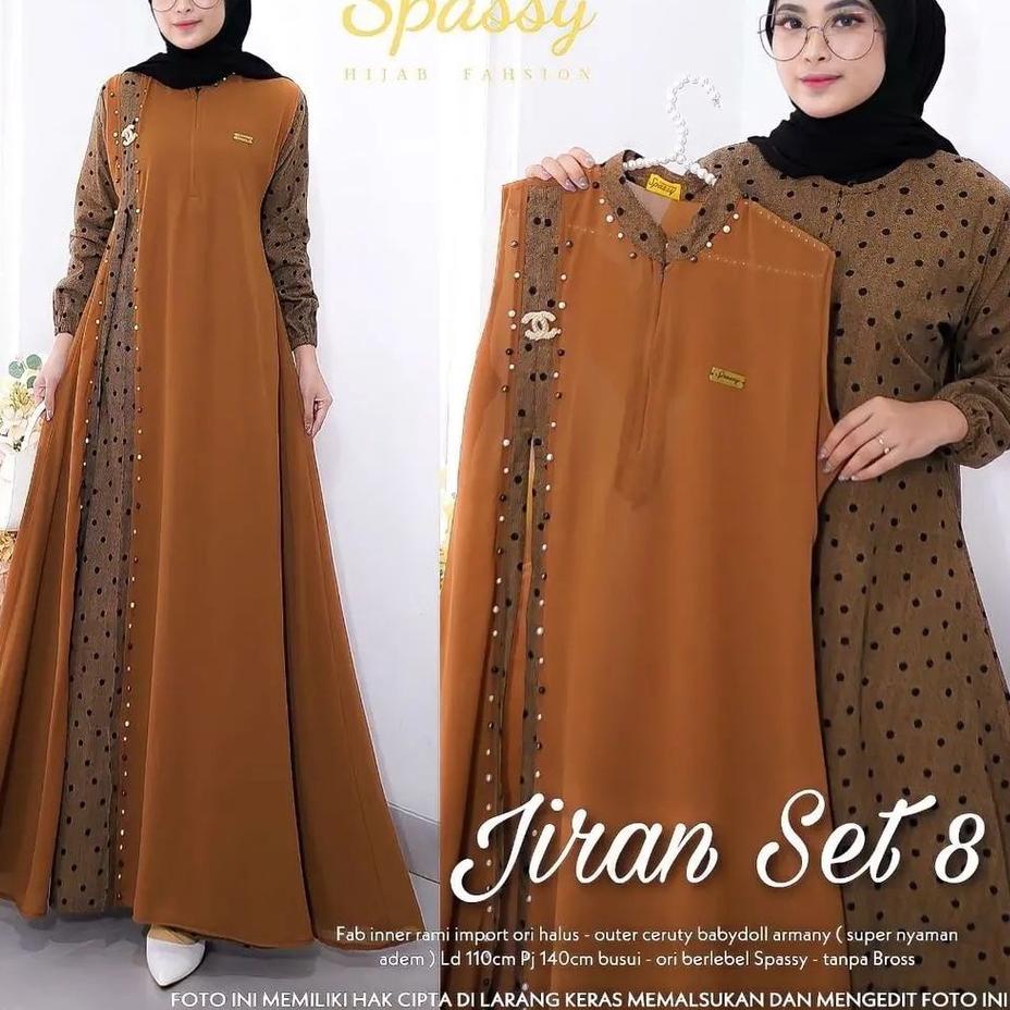 Flash Sale -  Gamis Jiran Set 8 2in1 Gamis + Outher Bahan Rami IMPORT mix Ceruty .. .. .. ..