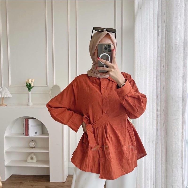 BEFAST - ZSO OOTD WANITA BLOUSE GISEL / ANARA TOP / Pakaian Kerja Wanita / Kemeja Ikat Lengan Panjang / Outfit Wanita Hijab Style / Fashion Wanita Casual kekinian / Trendy