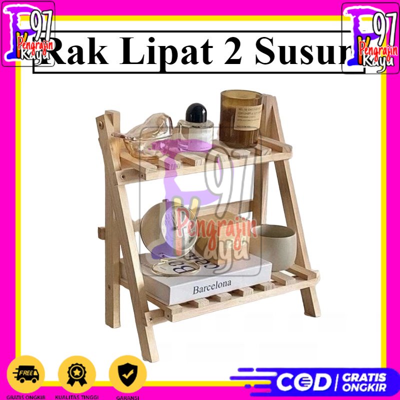 Rak Susun kayu Mini Serbaguna | Rak Meja Rakit Multifungsi