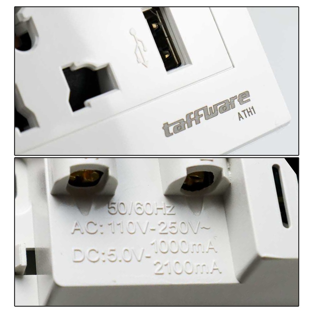 YGRETTE - TAFFWARE Stop Kontak Universal UK EU US &amp; 2 Port USB Wall Socket